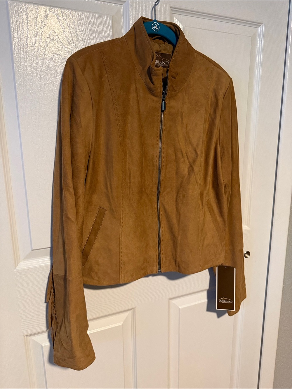 Overland Fringed Suede Jacket - Brown/Tan size Large - Picture 2 of 6